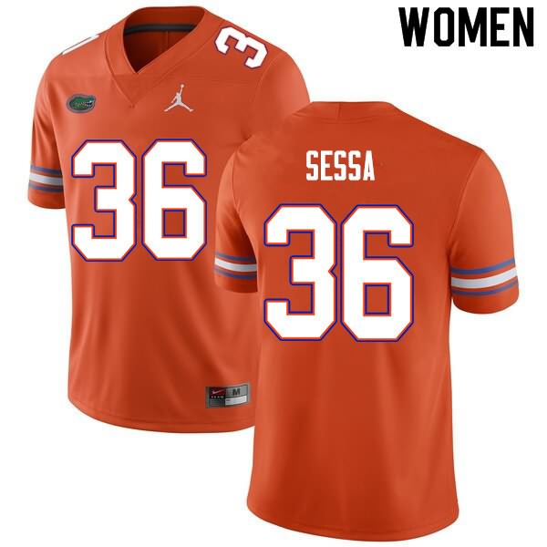 NCAA Florida Gators Zack Sessa Women's #36 Nike Orange Stitched Authentic College Football Jersey LQV0264IV